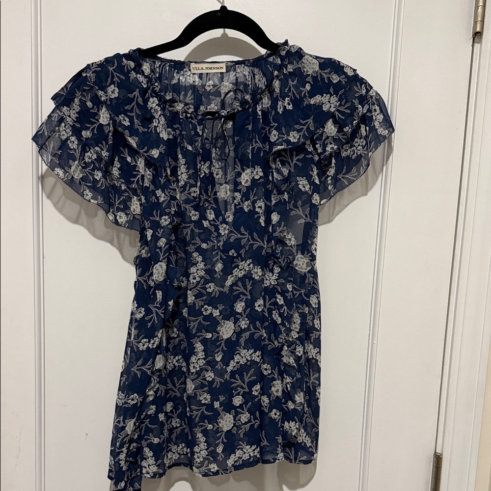 Ulla Johnson Navy and White Floral Blouse